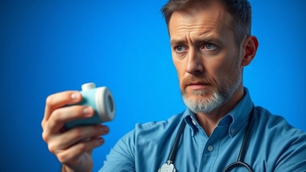 Man analyzing medical device for heart disease prevention trial.