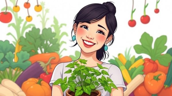 What Distinguishes a Name Brand: woman with plant and vegetables.