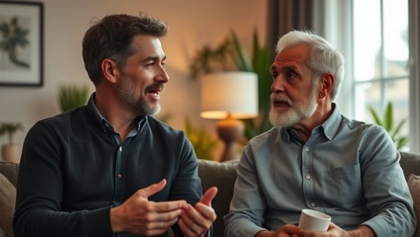 Casual man discussing impact of trauma on mind and body in cozy setting.