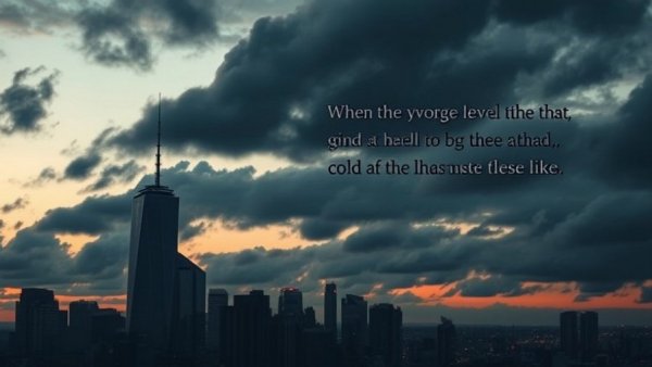 Serene evening cityscape with inspirational quote, holistic living.