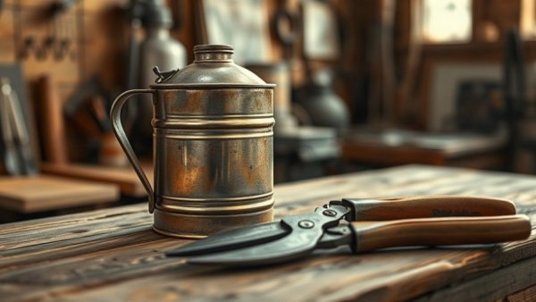Rustic tools on a wooden surface, highlighting vintage craftsmanship.