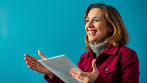 Engaging discussion about wild weather facts with smiling woman