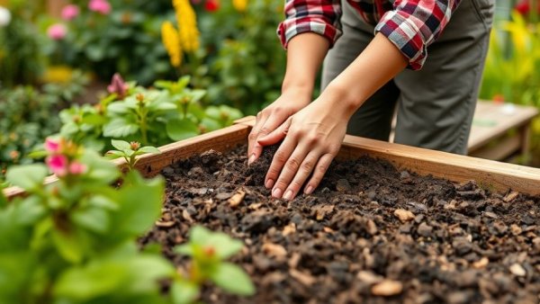 Gardener preparing soil for planting tips for maximum growth.
