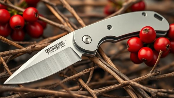 Knafs Lander 5 knife amidst branches and berries.