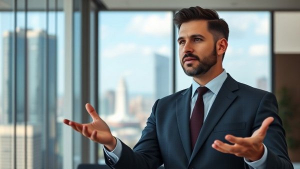 Professional man discussing self optimizing enterprise in office.