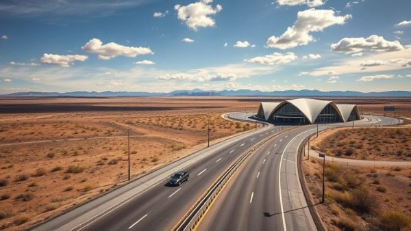 Aerial view of Colorado wildlife crossing on highway.