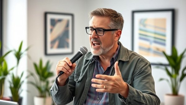 Man discussing cost-effective strategies in modern office setting.