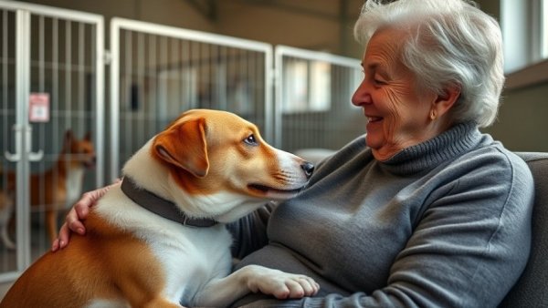 Heartwarming scene of a shelter dog choosing its human.