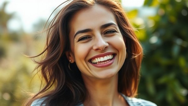 AI impact on online dating with smiling woman and text overlay.