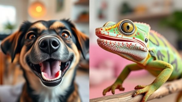 Howie Mandel's Animals Doing Things: Funny dog and chameleon in split-screen.