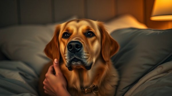 Dog displaying emotional support behavior at home.