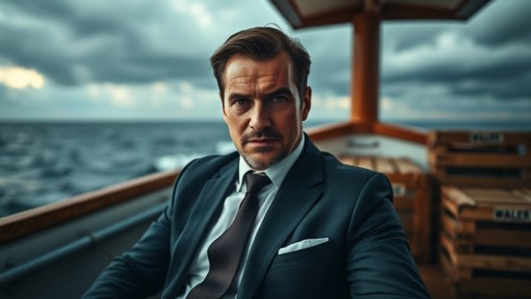 Man in boat with crates, symbolizing income funds that survived the 2008 Financial Crisis.