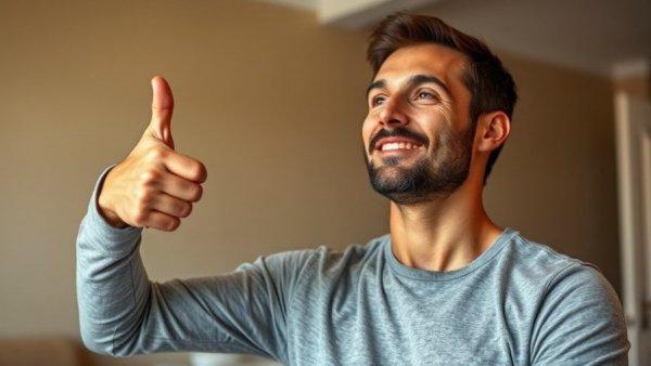 Young man advises on 'text neck' exercises indoors.