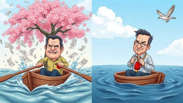 Wu-Wei productivity illustrated in contrasting boat scenes.