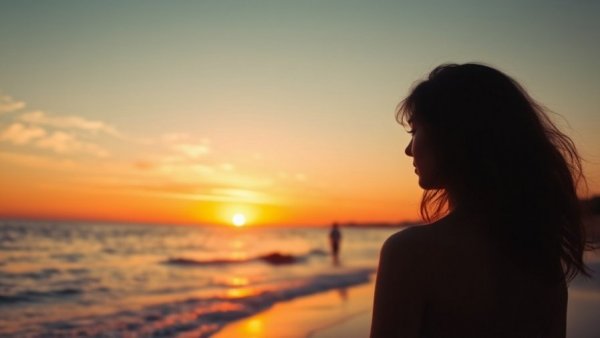 Trust the Process sunset scene with woman at beach.