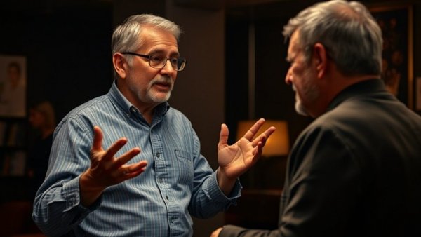 Middle-aged man discussing chest or abdominal wounds in pets, dimly lit setting.