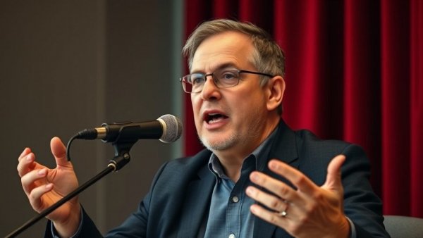 Passionate speaker in studio, sharing tips to make $10K a month.