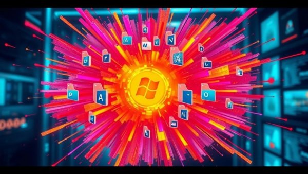 Vibrant poster showcasing hidden features in Windows with digital icons.