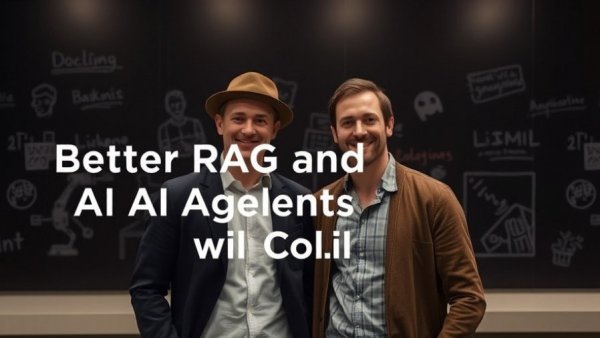 Discussion on Better RAG and AI Agents with Docling, featuring two individuals.
