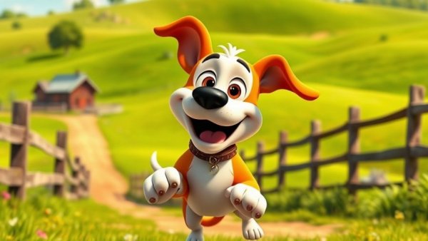 Pet cartoon for kids featuring a playful cartoon dog on a sunny farm.