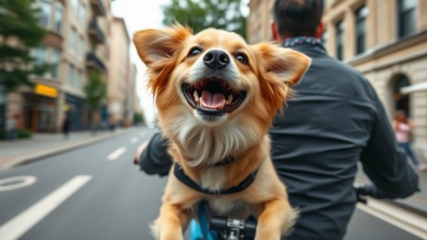 Dog funny moments: playfully riding a bike with owner.