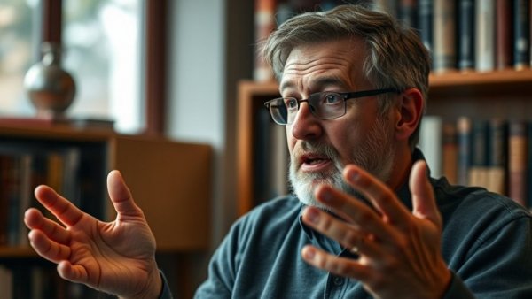 Middle-aged man discussing brain health diet in cozy setting.