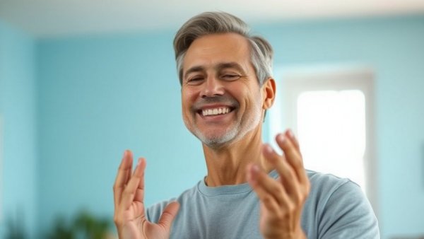 Man meditating indoors, calm expression, promoting teas for better sleep.