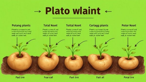 Diagram illustrating planting tips for growing potatoes.