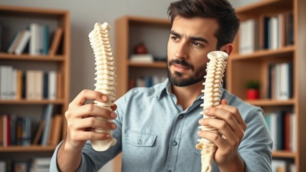 Man discussing simple movement benefits with a spine model.