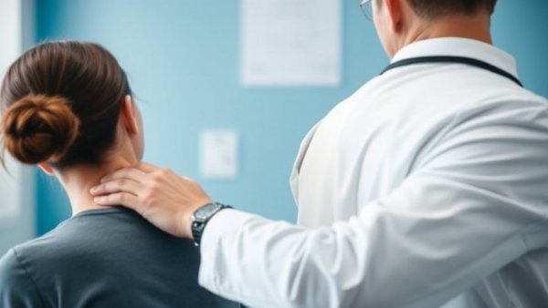 Chiropractor evaluates patient during consult walkthrough in clinic.