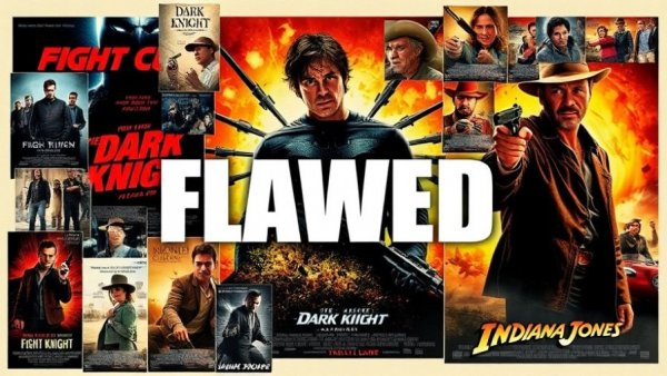 Collage highlighting flaws in movies with posters and bold text.