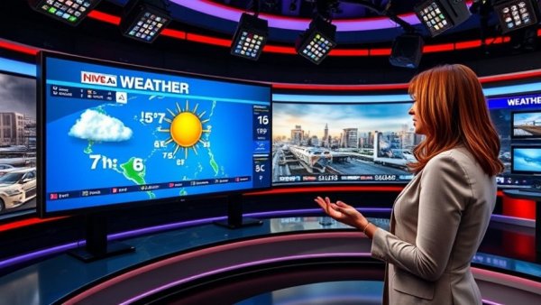 Female meteorologist presents Dayton weather forecast January 17 2026 in modern studio.