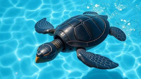 Beatbox’s Sea Turtle Bot floating in clear pool.