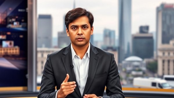 Dayton Ohio News anchor delivering report in modern studio.