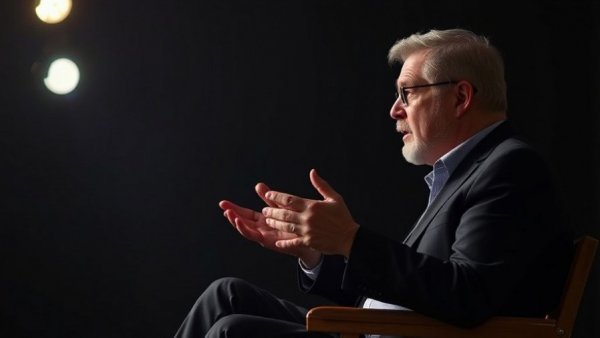 Cinematic photo of a speaker discussing gender differences in exercise responses.