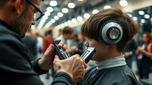 Smart Clippers Technology used in modern salon setting with advanced device.