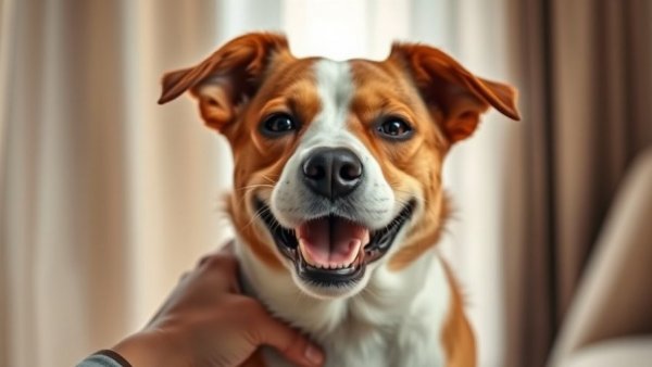 Brown and white dog with a relaxed expression, depicting dog behavior communication.