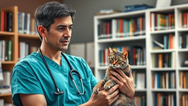 Veterinarian demonstrating care techniques for serious pet bleeding in a clinical setting.