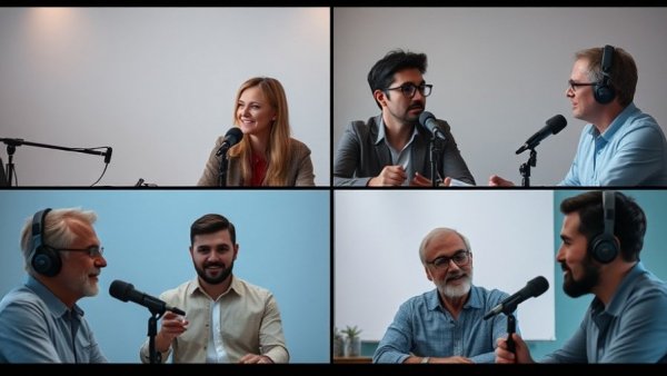 Cybersecurity training podcast panel with four hosts.