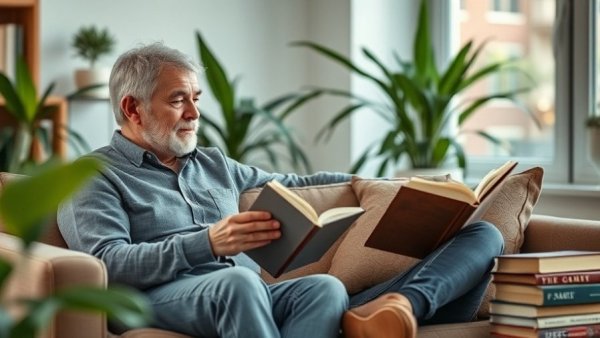 Middle-aged person discussing essential books you must read.