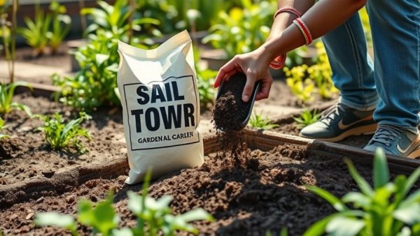 Person reviving garden bed with soil outdoors in bright daylight.