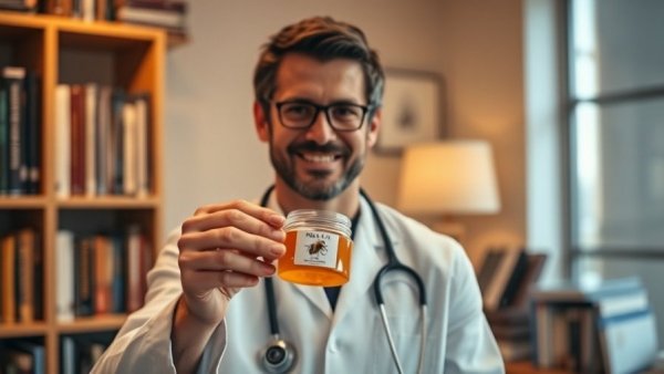 Veterinarian demonstrating low cost pet dental treatment with bee product.