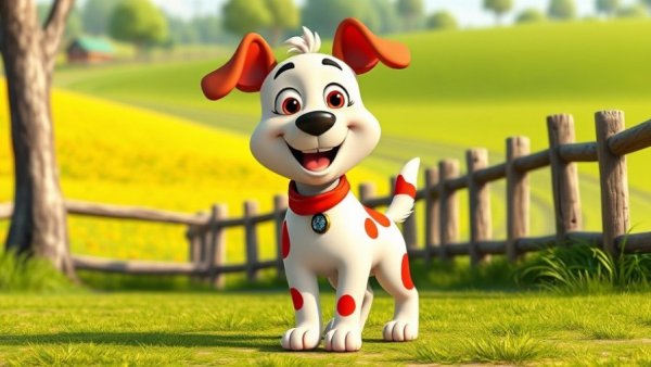 Vibrant pet cartoon for kids featuring a playful dog.
