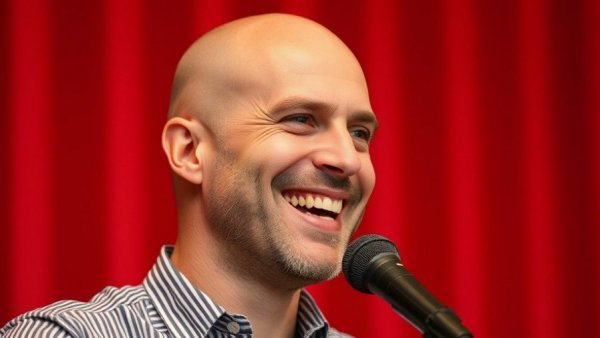 Smiling man discussing content marketing and brand perception.