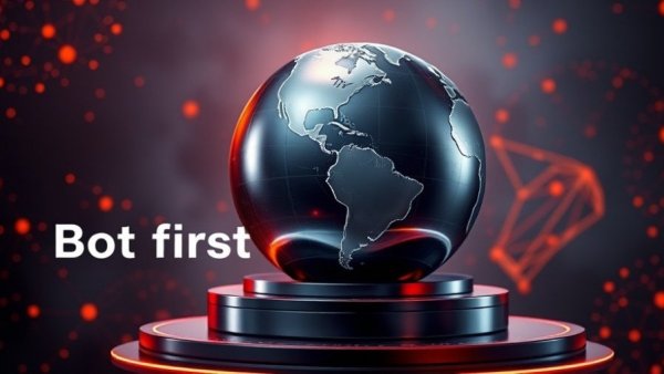 Bot-first marketing world concept with styled globe and text.
