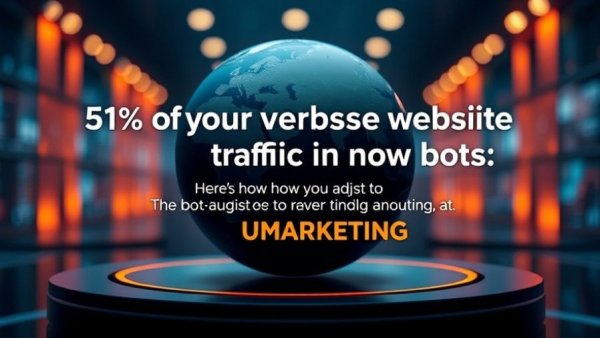 3D globe with marketing text about website traffic from bots.