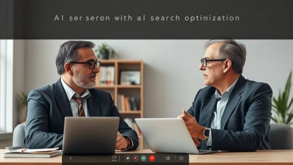Professional discussion on AI search optimization through video call.