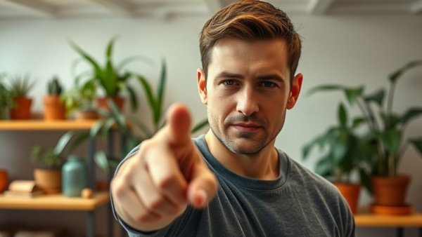 Casual man pointing indoors, discussing 'Sending AI Away'.