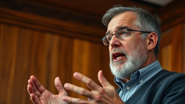 Man speaking passionately in front of a warm-toned background, AI Is Rewriting Fan Experience.