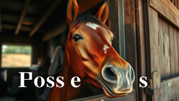 Horse in stable showing curiosity, horse temper tantrums setting.